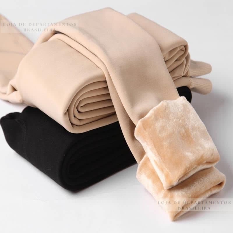 2 Cors Meia-Calça Térmica Legging Quente Grossa Forrada Peluciada De lã Inverno Feminina Super Elástica Slim