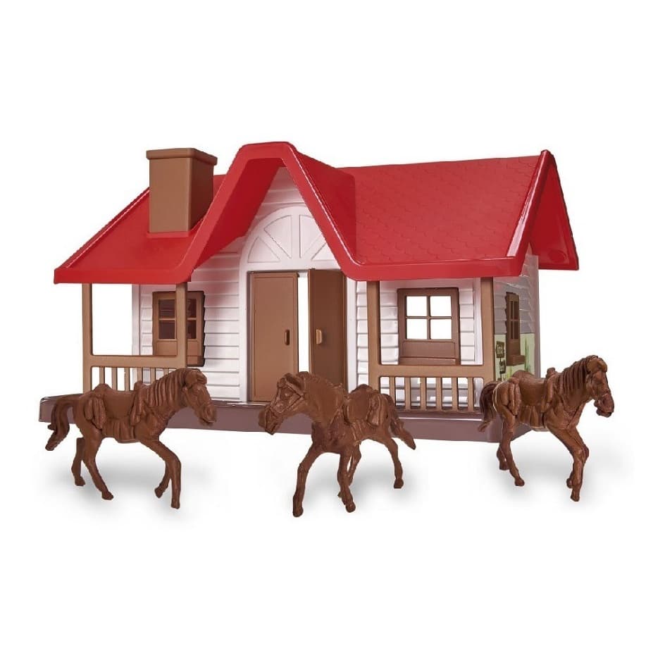 Brinquedo Rancho Western Casinha Fazenda Com Cavalos