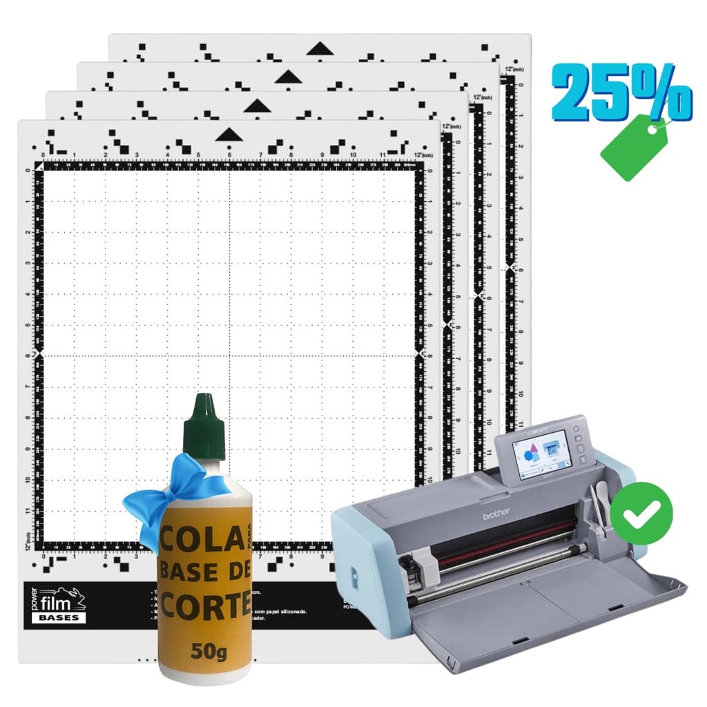 Kit 4 Bases de Corte 30x30 + 1 Cola de Reposição Para Base 50g - Para Brother ScanNCut SDX 85, 125 e E225 - Com Cola