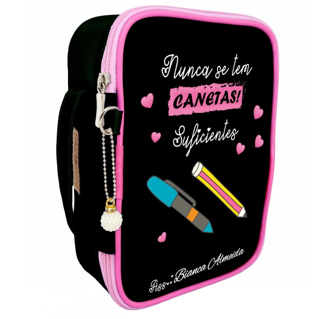 Estojo 100 pens box grande escolar personalizado organizador canetas lapis marcadores professora