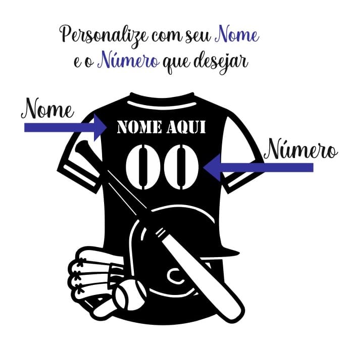 Kit Camisa de Baseball em MDF + Quadros Decorativos, MDF Camisa de Time de Baseball Personalize Com Nome e Número