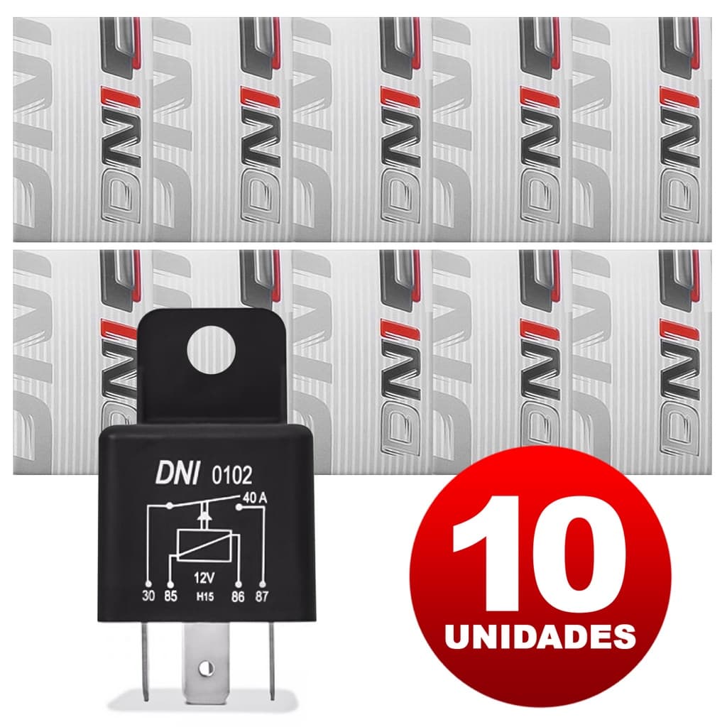 Kit Relé Auxiliar Automotivo 40a 12v Universal 10 Peças