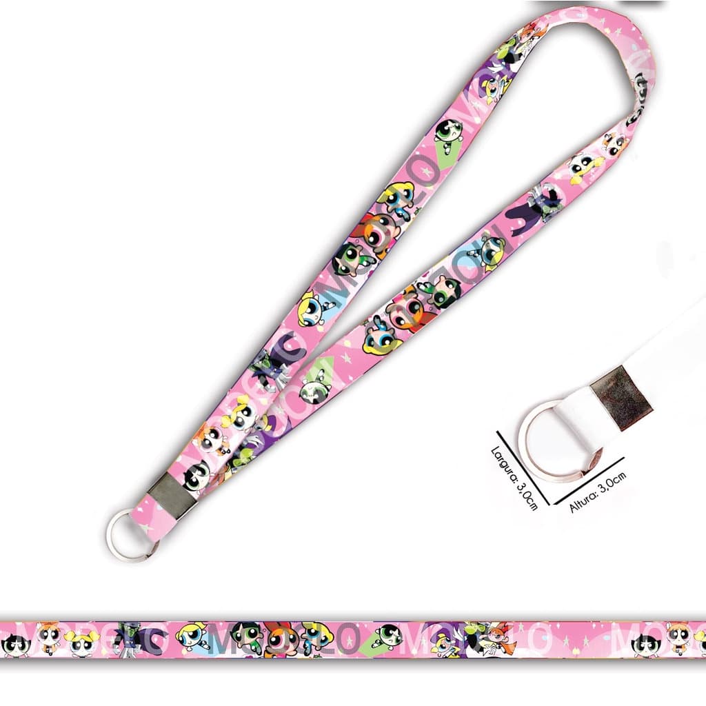 Cordão personalizado As Meninas Super Poderosas para crachá ou chaveiro com Argola