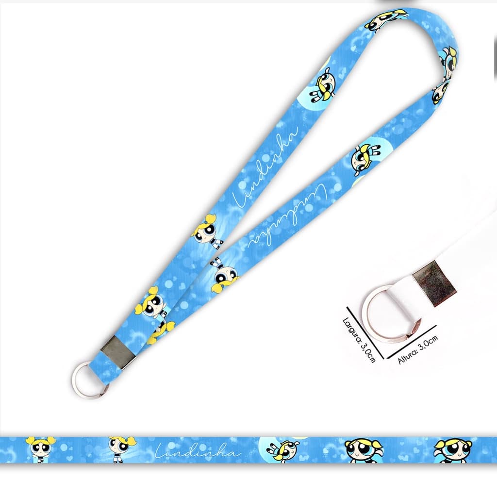 Cordão personalizado Lindinha Meninas Super Poderosas para crachá ou chaveiro com Argola