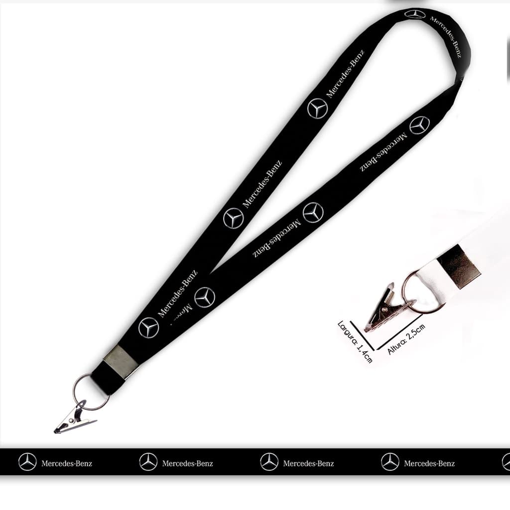 Cordão personalizado Mercedes Benz Preto para crachá ou chaveiro com Jacaré