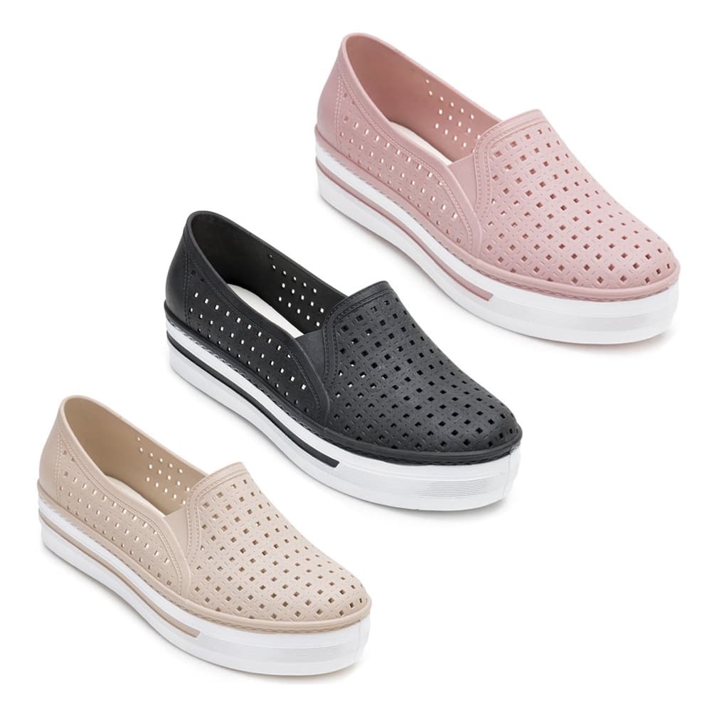 Tenis Feminino Casual Plataforma Slip Borracha Leve e Mega Confortável
