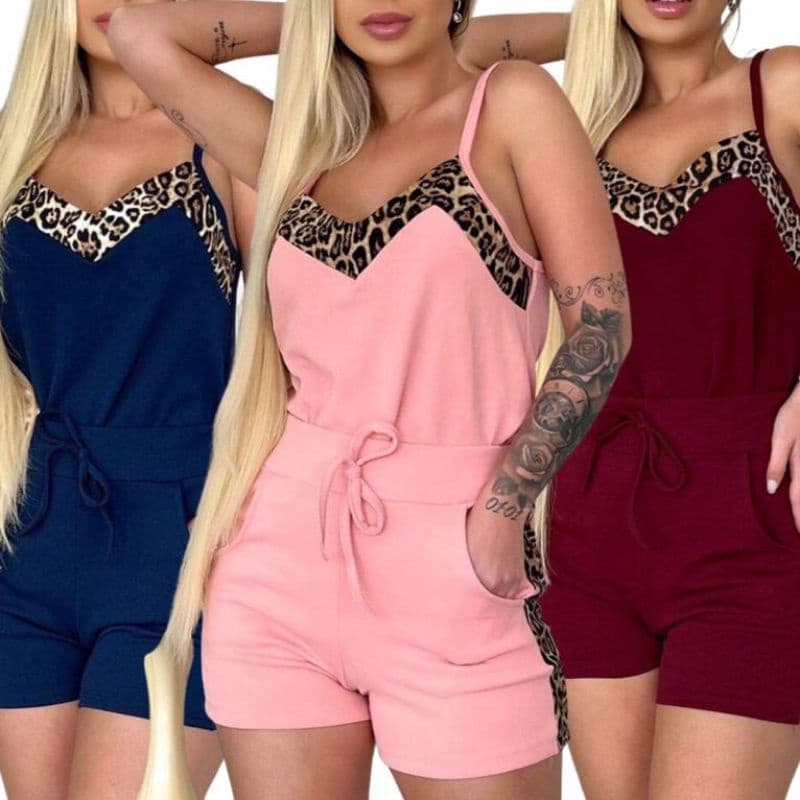 Conjunto feminino Short + Blusa (36 ao 48) detalhe oncinha