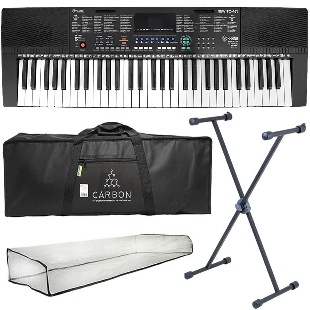 Kit Teclado Spring New TC-161 Estudante 61 Teclas Multi Funções Tx01