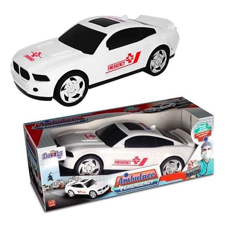 Brinquedo Carrinho Infantil Ambulância Emergency Cor Branco - Nova Toys