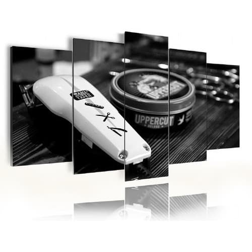 Quadro Decorativo parede  Mosaico 5 Peças Barbearia Corte Barba Mdf