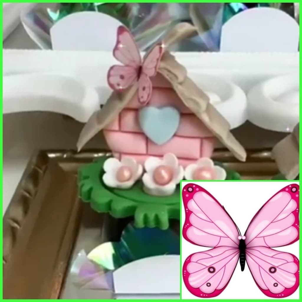 Borboleta Rosa Linda( Kit Com 10 Un)