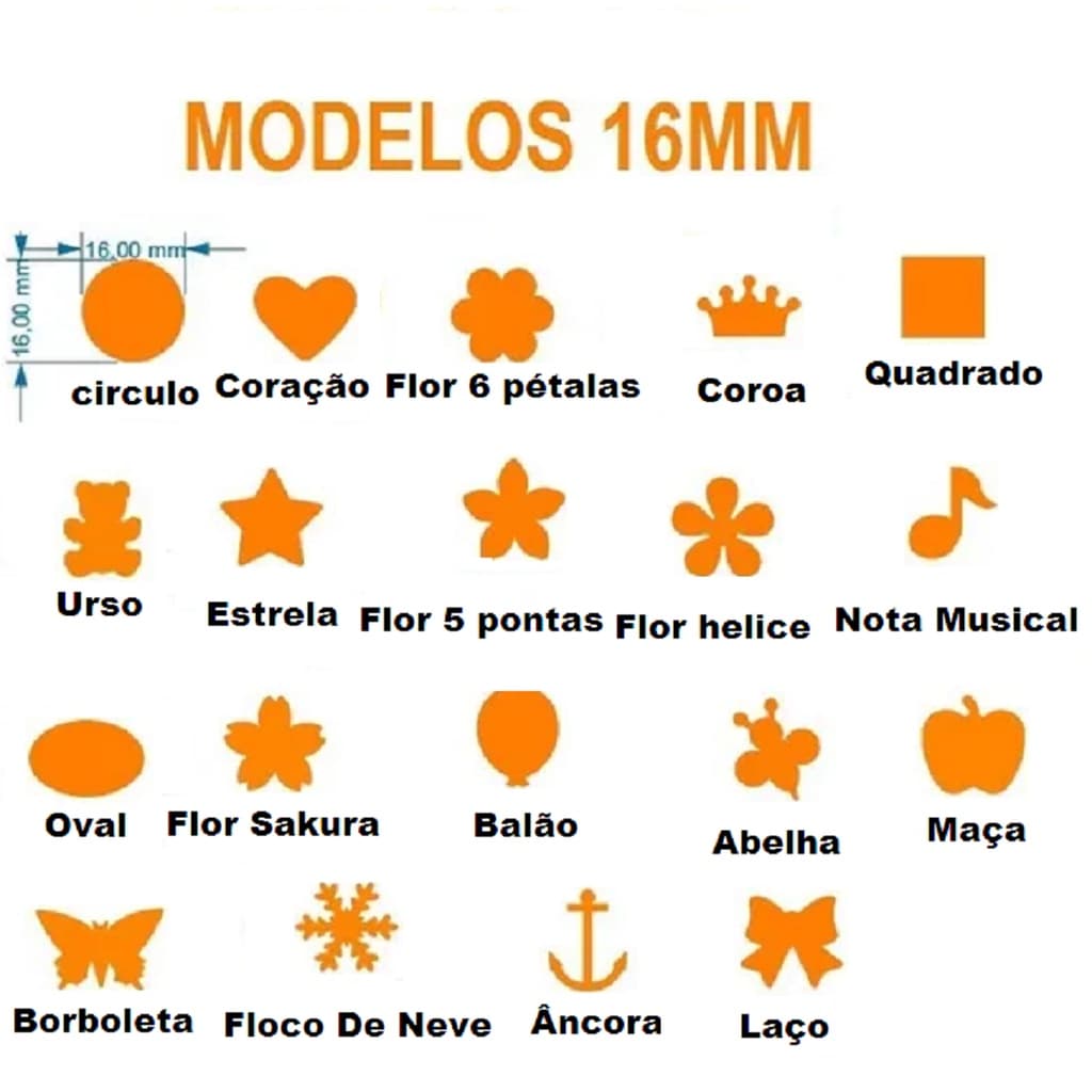 Kit 12 Cortadores  Eva E Papel  De 16mm De Sua Escolha