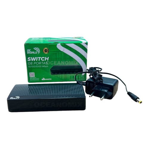 Switch 8 Portas Gigabit 10/100/1000mbps Homologado Anatel Dc World Dc-10007