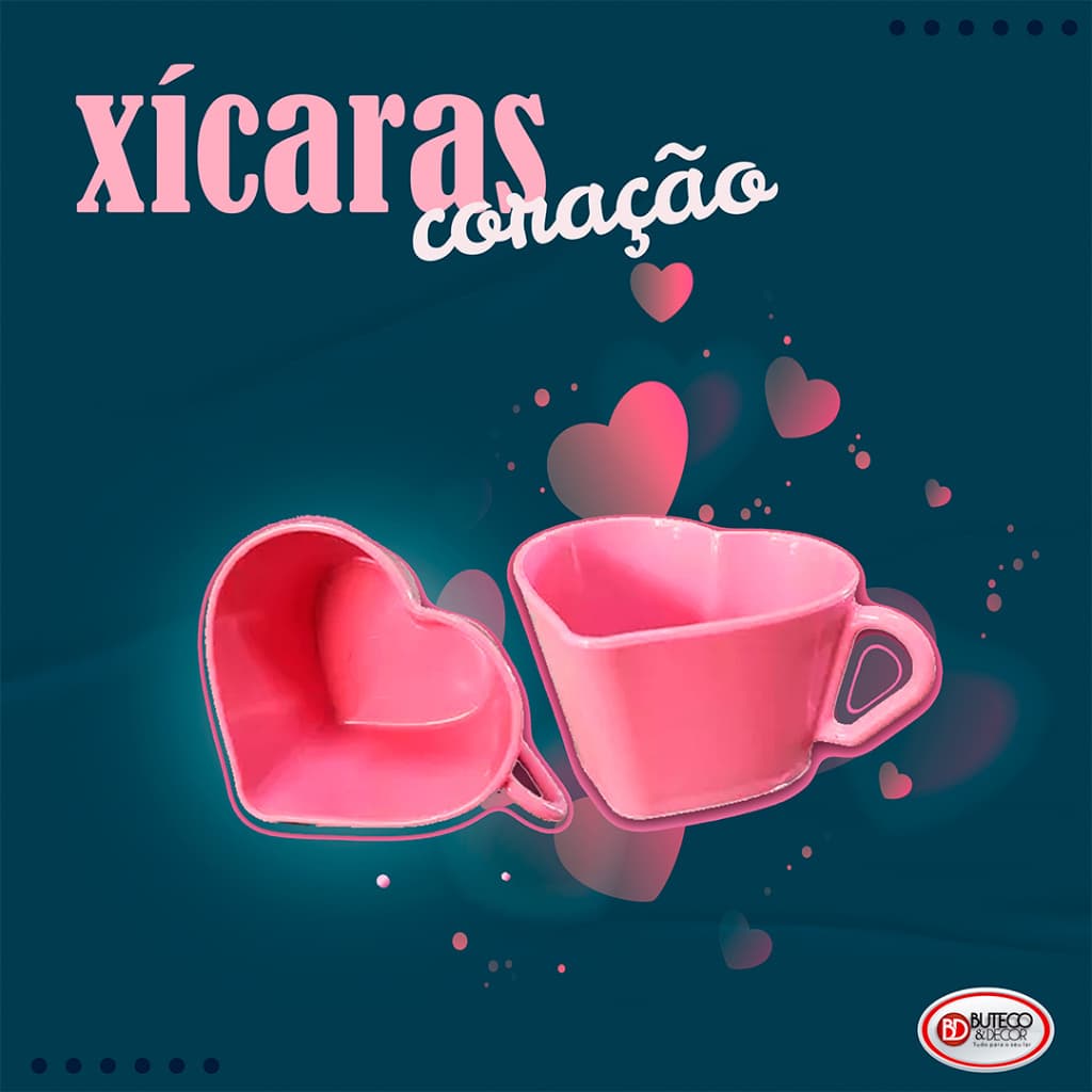 KIT 30 XICARAS DE FORMA DE CORAÇAO (100 ML) ROSA