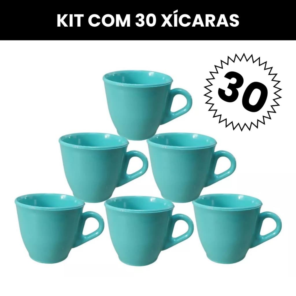 Kit 30 Xícaras Café 70ml Acrílico Azul Tiffany casa cozinha decoração chá