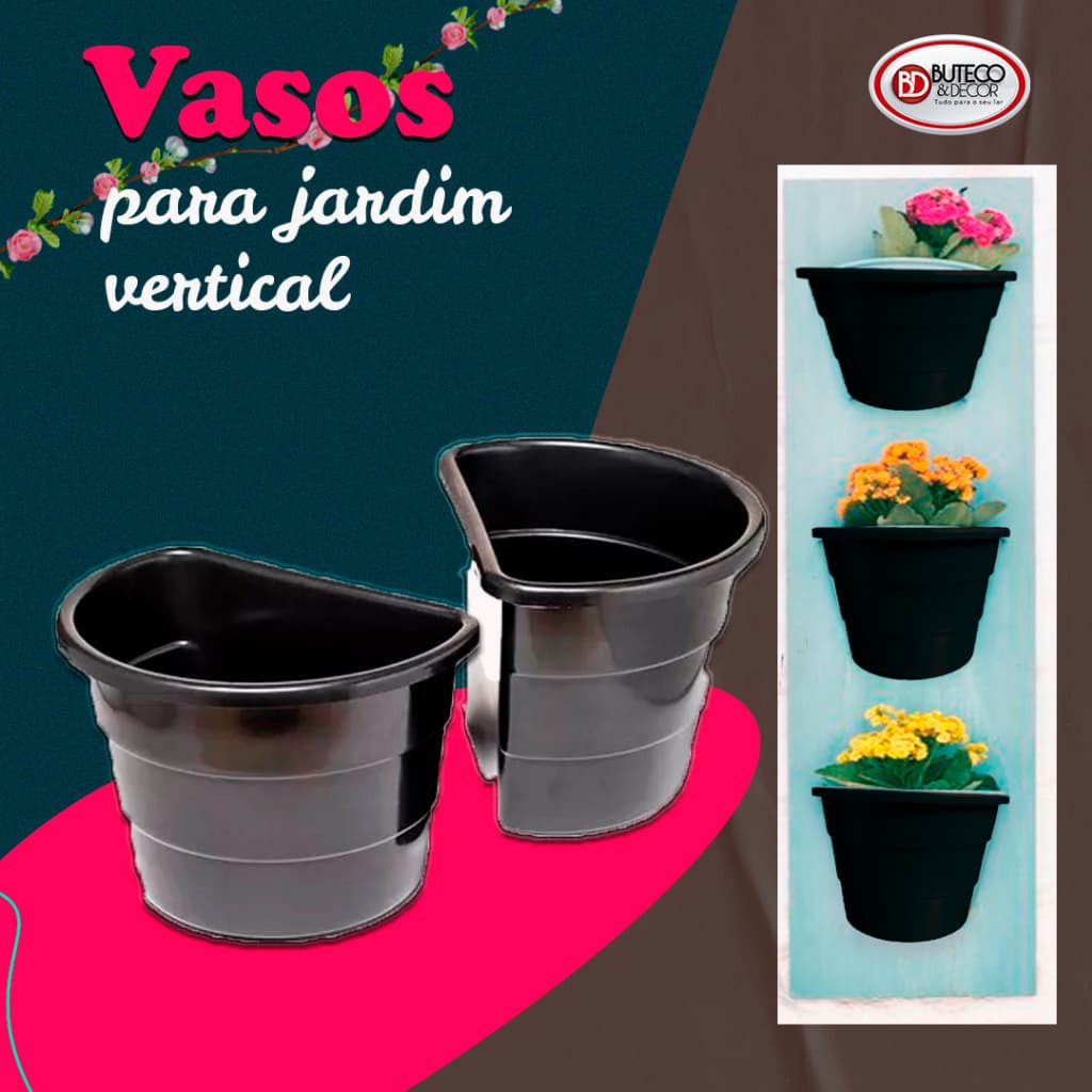 Kit 5 vasos arandela para parede jardim horta vertical 2,5 litros