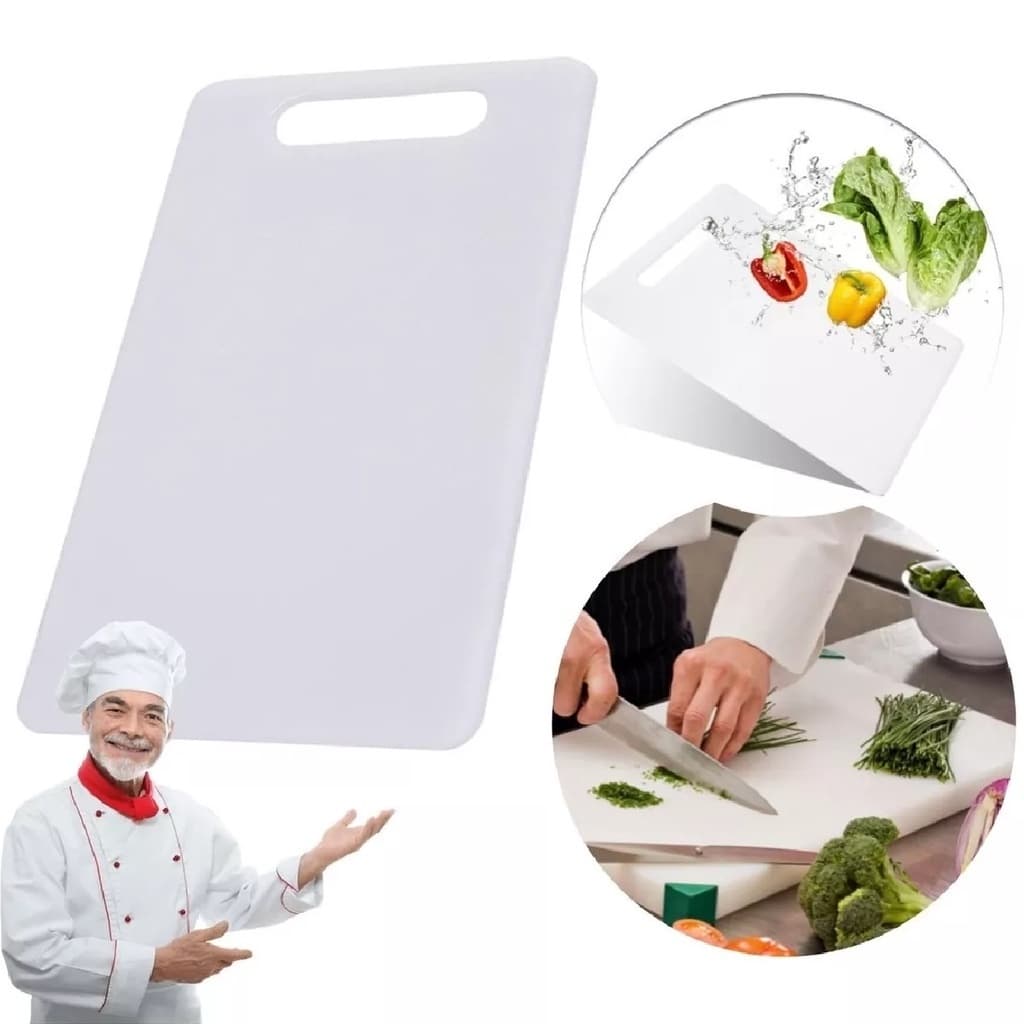 Tábua De Corte Branca Com Alça Carne Cozinha Cheff 30 x 20cm