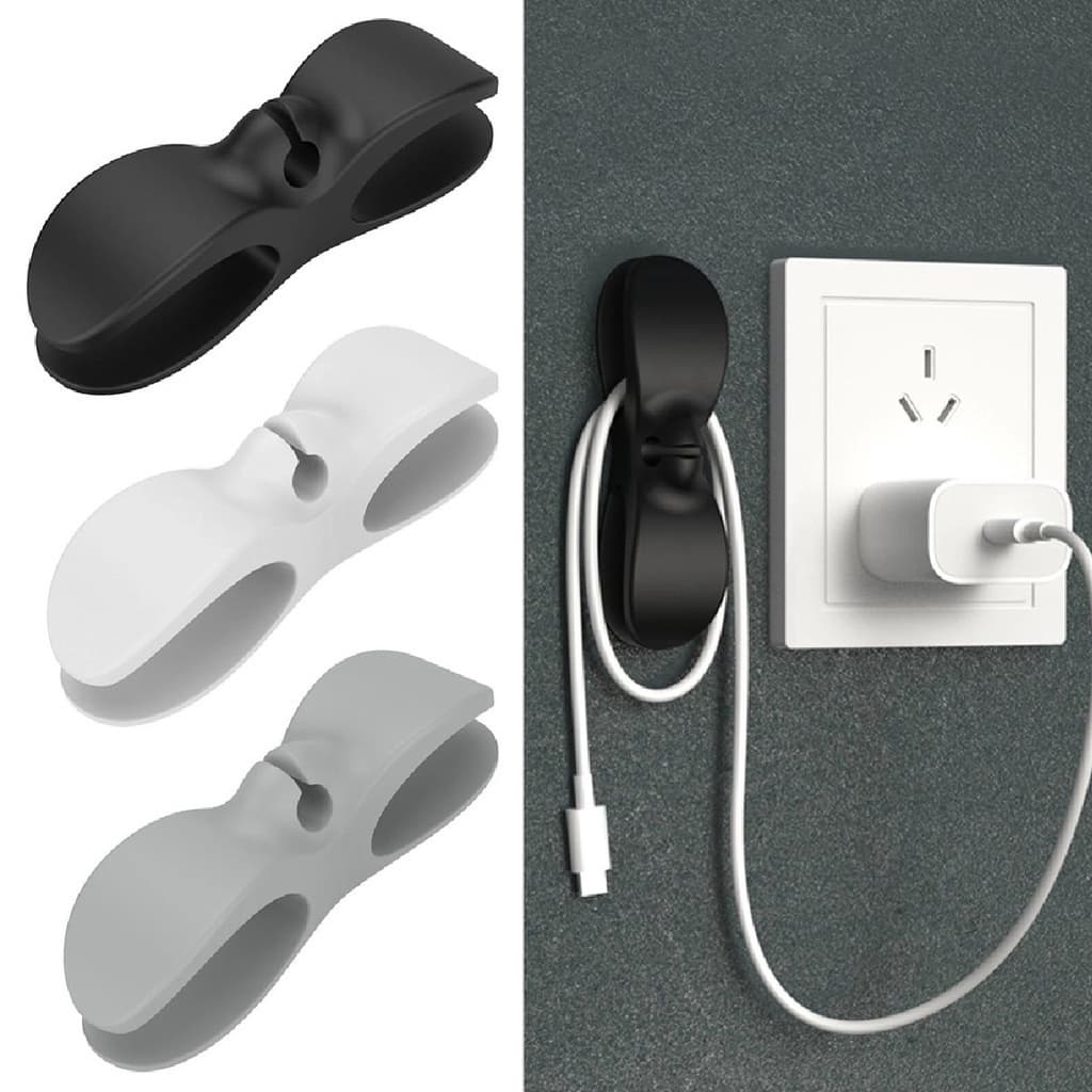 2 Enrolador Suporte Organizador Cabos Fios Silicone Adesivo