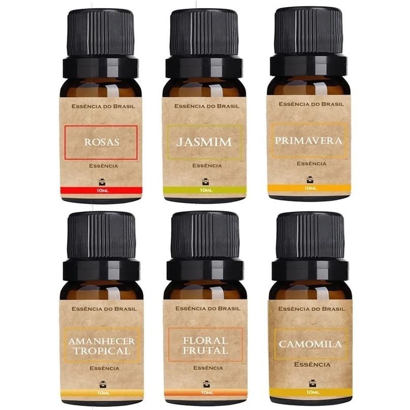 Kit 6 Essências Florais Para Aromatizador Difusor Ambientes