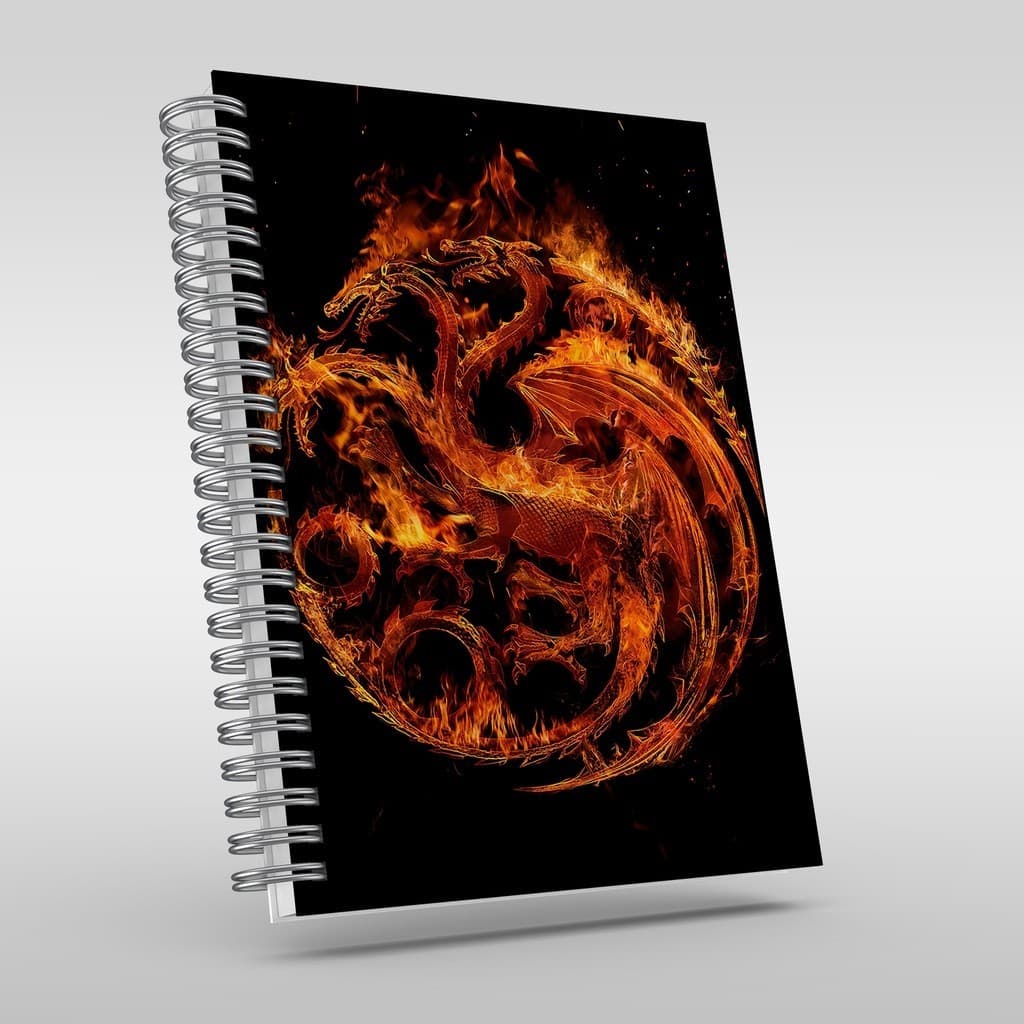 Caderno House of the Dragon com brinde especial  - Capa dura, tamanhos A5 e A6.