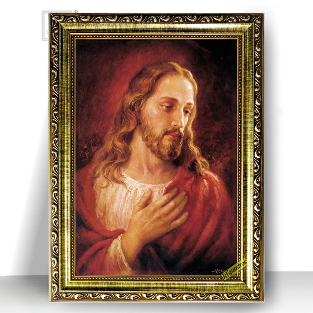Quadro Moldura Trabalhada Jesus Complacencia 47x35cm
