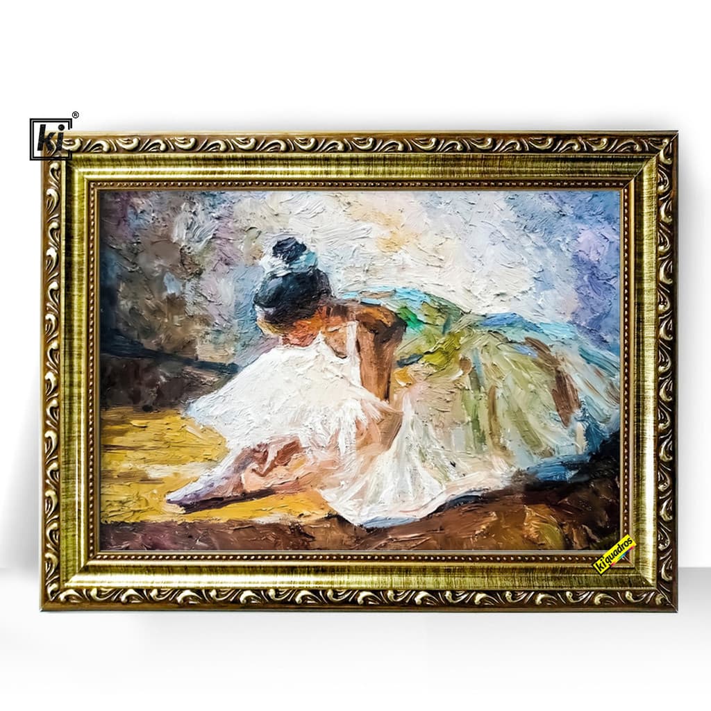 Quadro Moldura Trabalhada Bailarina Sentada Sapatilha Parede 47x35cm