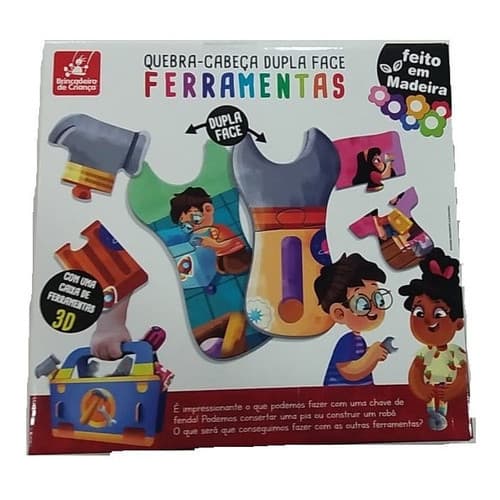 Quebra-cabeça Dupla Face Ferramentas - Brincadeira de Criança