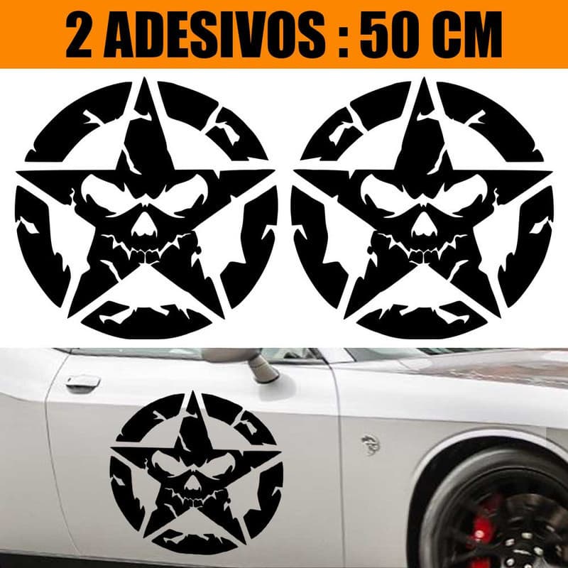 Kit Adesivos Carro Caminhão 2 Lados - Estrela Caveira