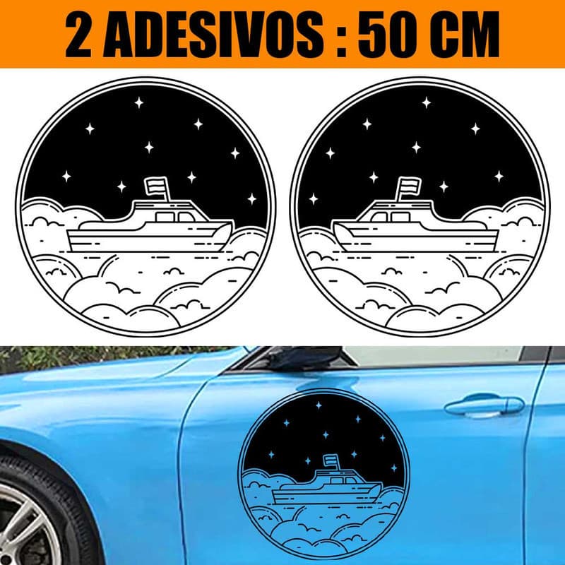 Kit Adesivos Carro Caminhão 2 Lados - BARCO NAS NUVENS