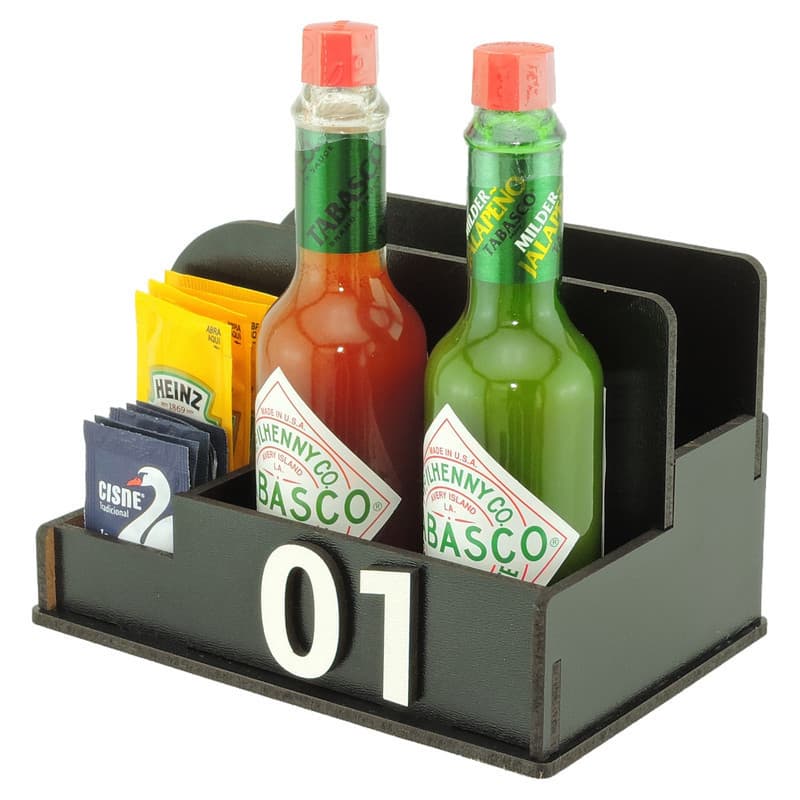 10 Organizador de Mesa Porta Sachê Sal Pimenta Guardanapo Lanchonete Preto