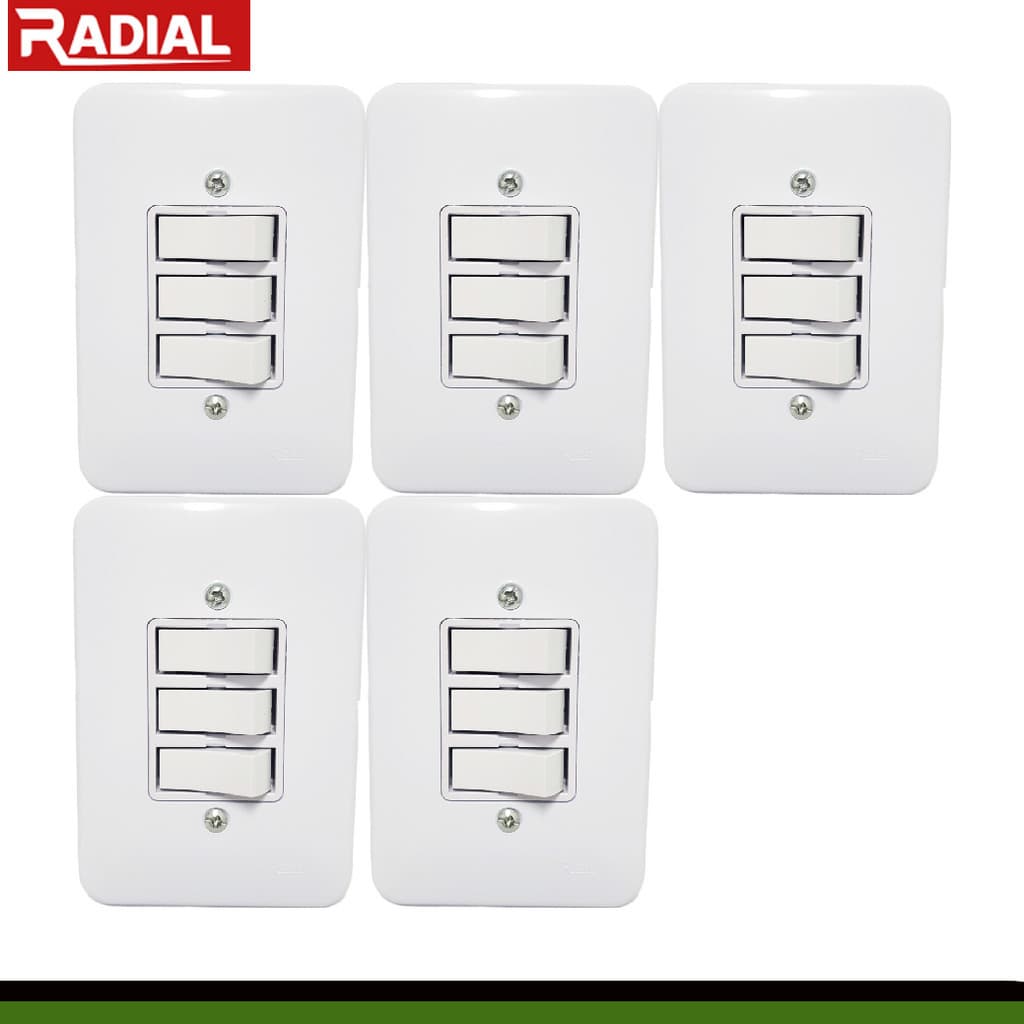 Kit 5un Interruptor Triplo Simples Apagador 110v-220v