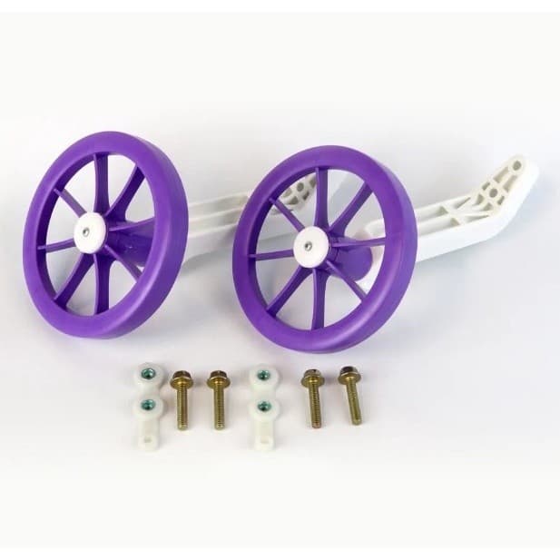 1 Par Roda Rodinha De Apoio Bicicleta Infantil Aro 16 Nathor Branco/Roxo