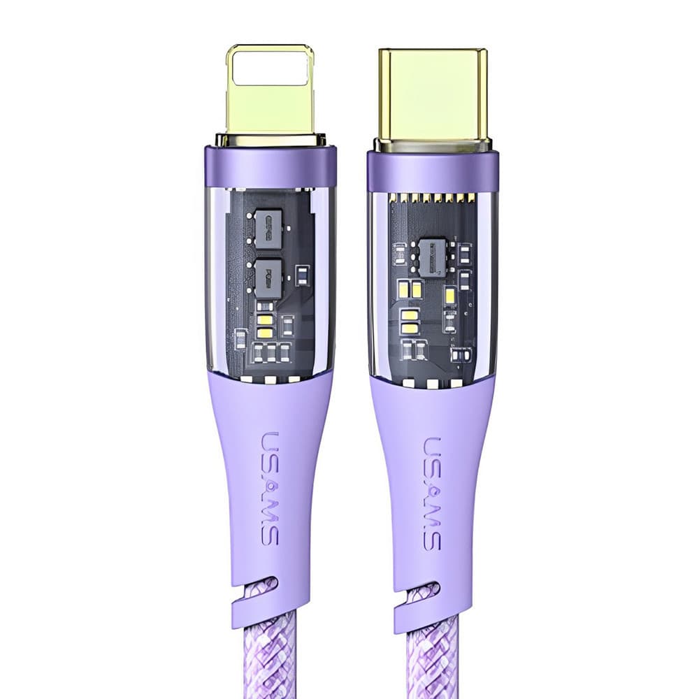 Cabo Usb Usams Tipo C pra Lightning Pd 20W 1.2 M Púrpura