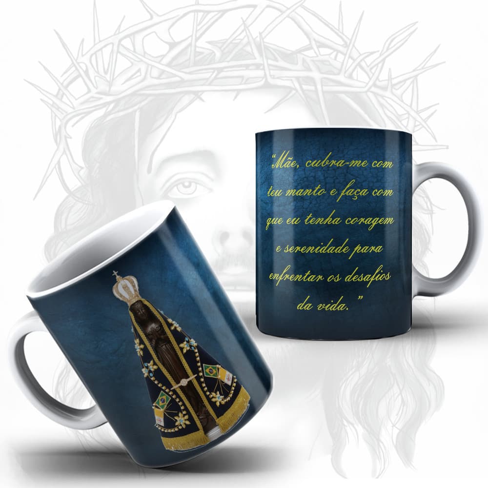 Caneca Xícara Religiosa Mãe, Cubra-me Com Teu Manto - OFERTA RELAMPÂGO!