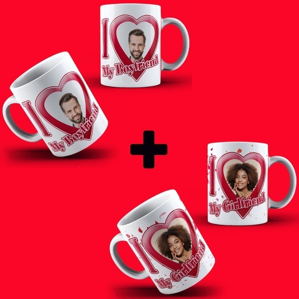 Caneca Xícara Personalizada I Love My Boyfriend Ou My Girlfriend Dia Dos Namorados Presente sua Foto