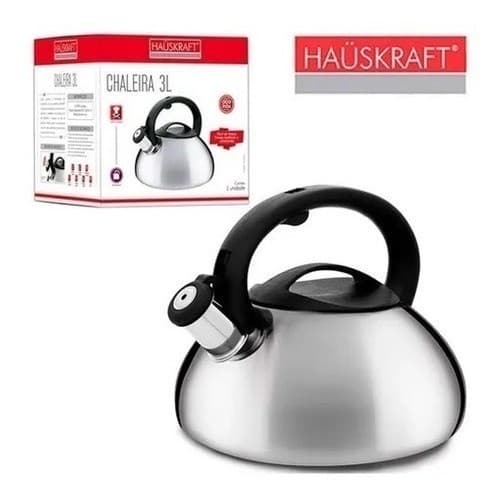 REAL.STORE.INFINITY.Chaleira Bule Indução Inox Com Apito 3 Litros Hauskraft