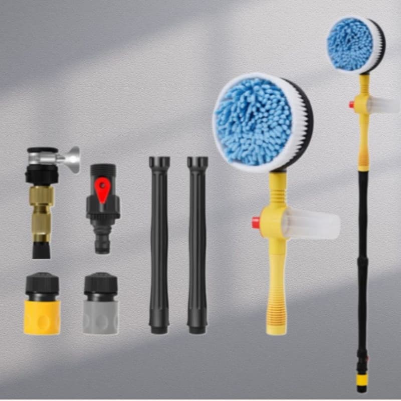 Kit De Limpeza De Carros Escova Microfibra Giratória Para Lavagem Com Espuma Resistente