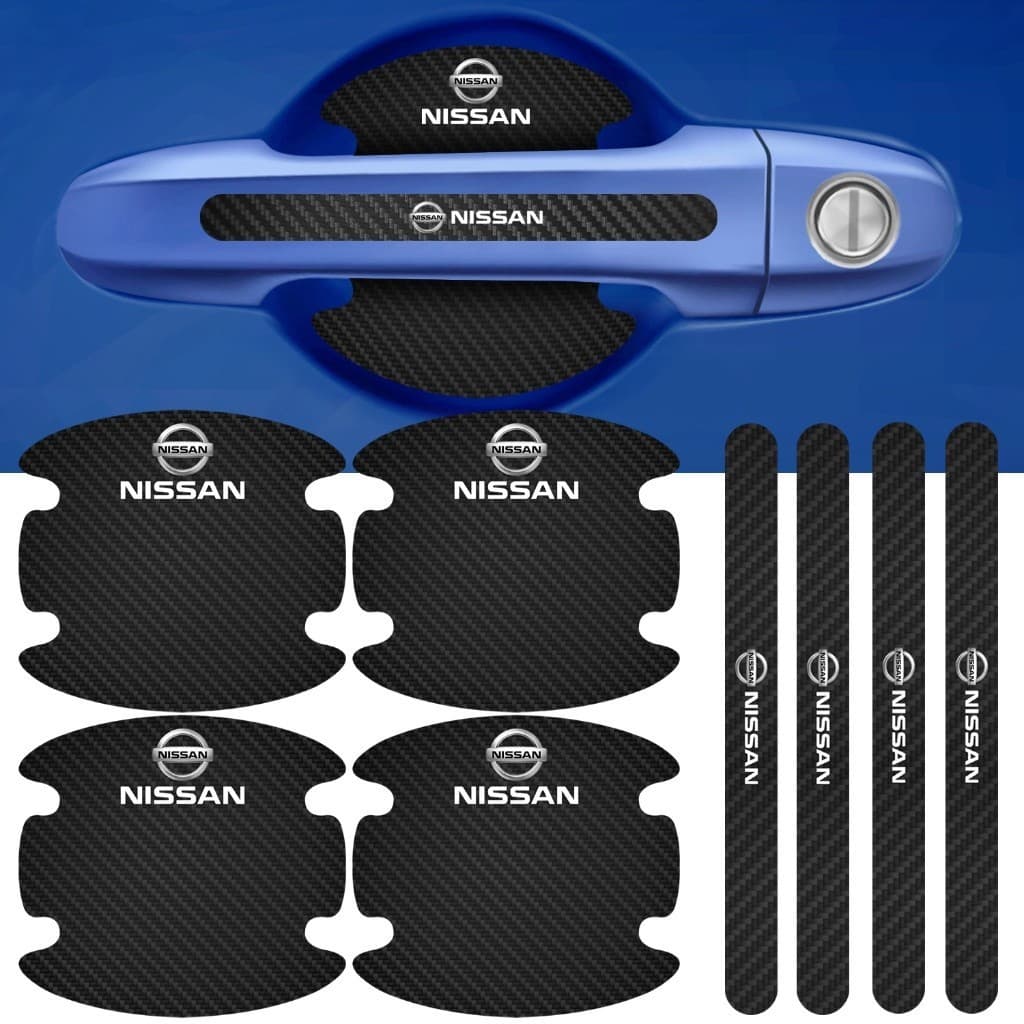 Kit 8 Peça Adesivo Protetor Maçaneta Frontier Kicks Leaf Livina March Sentra Tida Versa Fibra