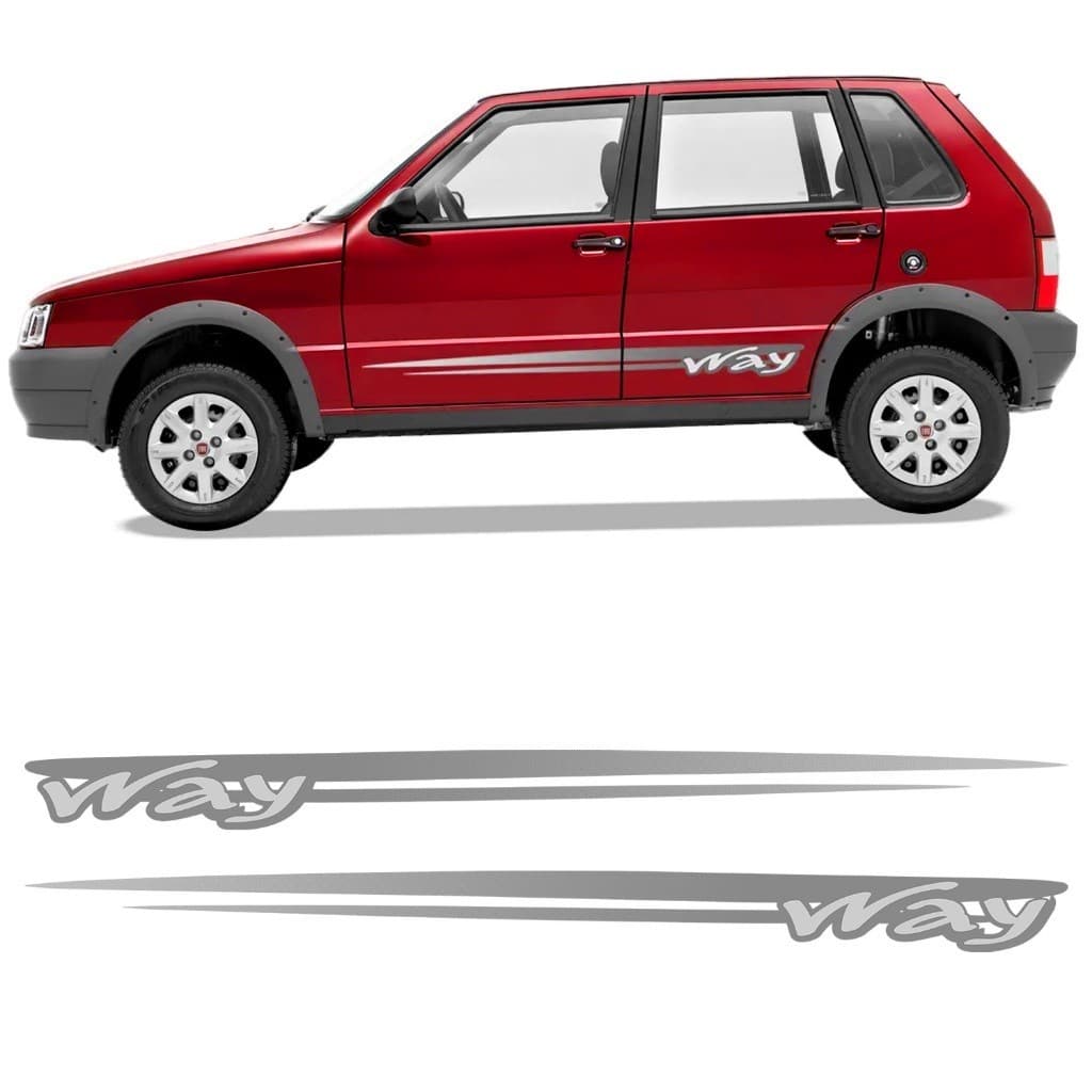Kit 2 Adesivo Uno Way 2009 2010 2011 2012 Cinza Porta Lateral