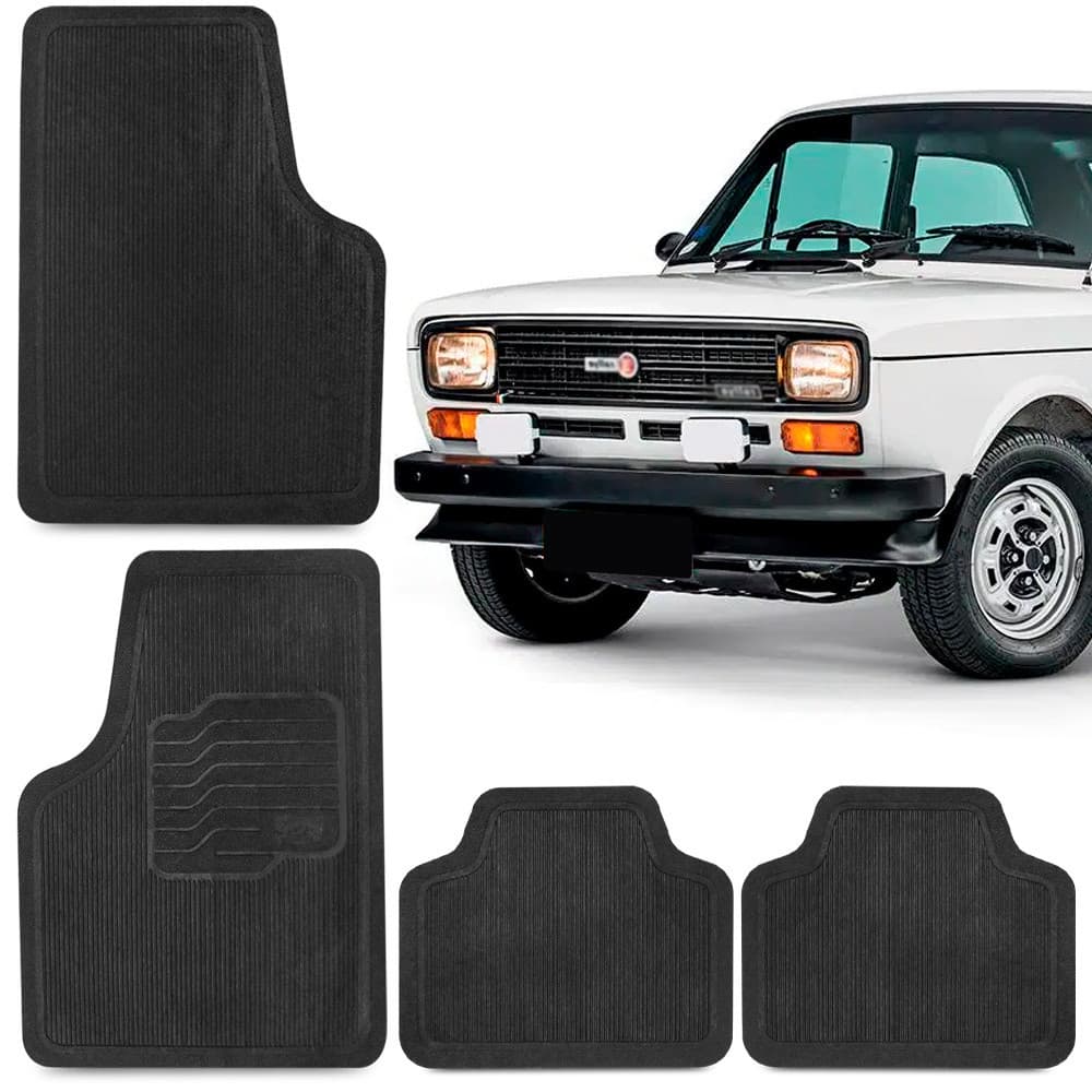 Jogo Tapete Borracha Fiat 147 1976 77 A 1986 Preto 4 Peças