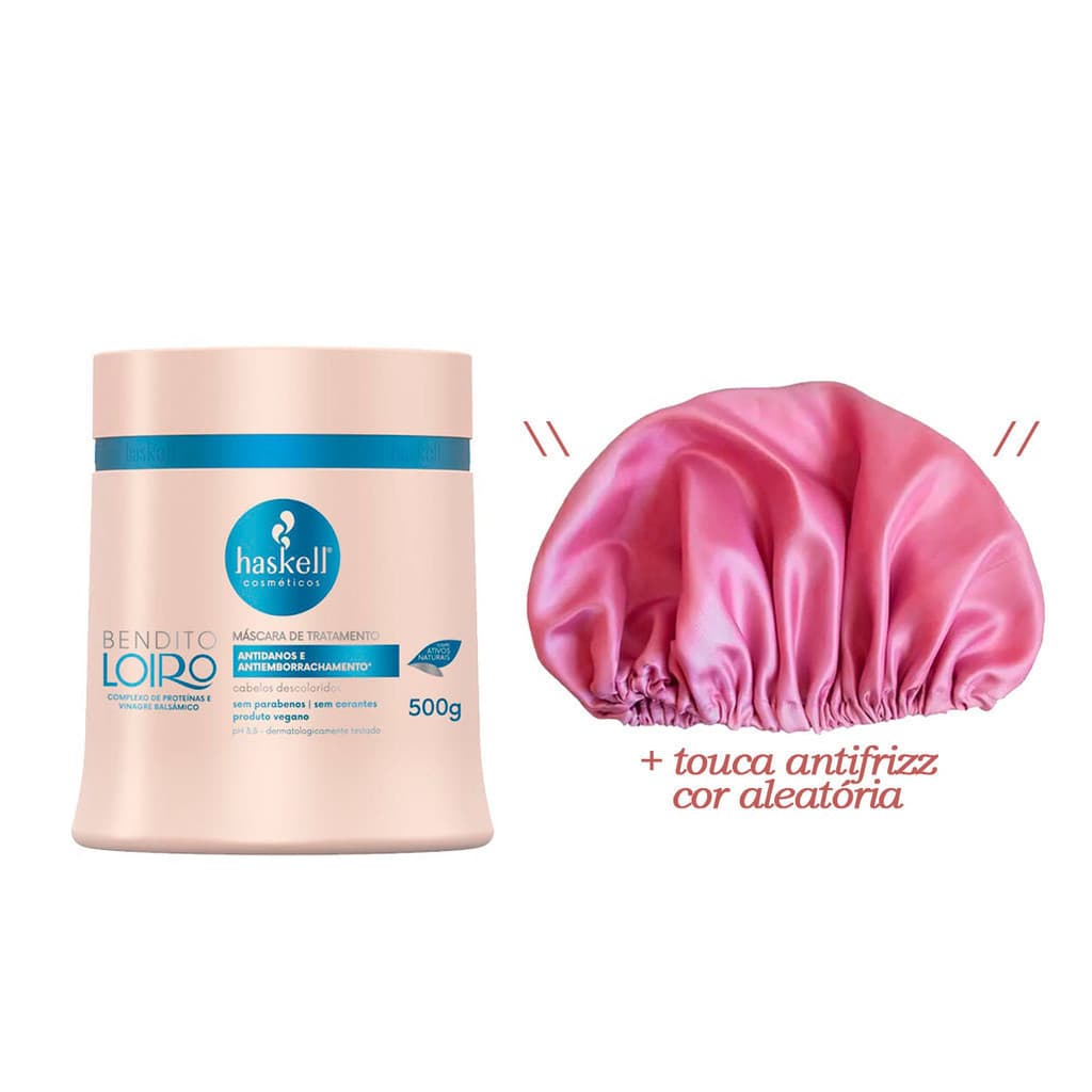 Kit Haskell Máscara Capilar Bendito Loiro 500g + Touca Cetim Defrizante