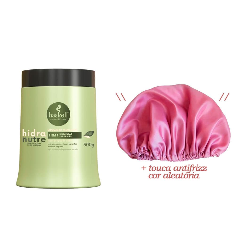 Kit Haskell Máscara Capilar Hidranutre 500g + Touca de Cetim Defrizante