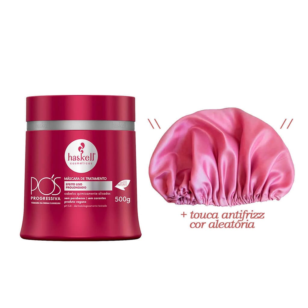 Kit Haskell Máscara Capilar Pós Progessiva 500g + Touca Cetim Defrizante
