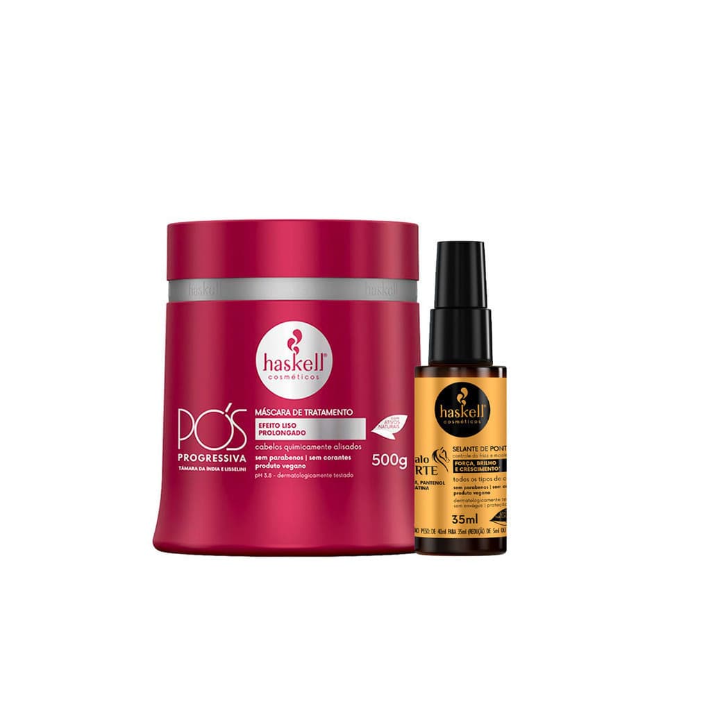 Kit Haskell Máscara Capilar Pós Progressiva 500g + Reparador de Pontas