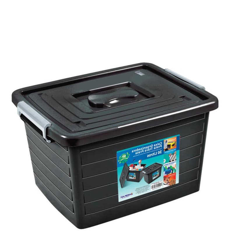 ORGANIZADOR C/ TRAVA 30L MULTIUSO PRETA 44 X 35 X 27CM
