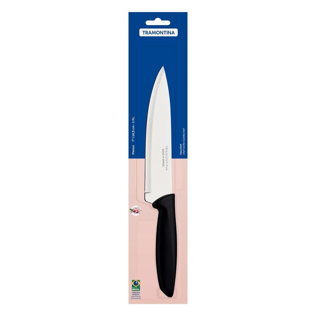 Plenus Tramontina Faca Chef 7" Preto Inox Cabo Polipropileno