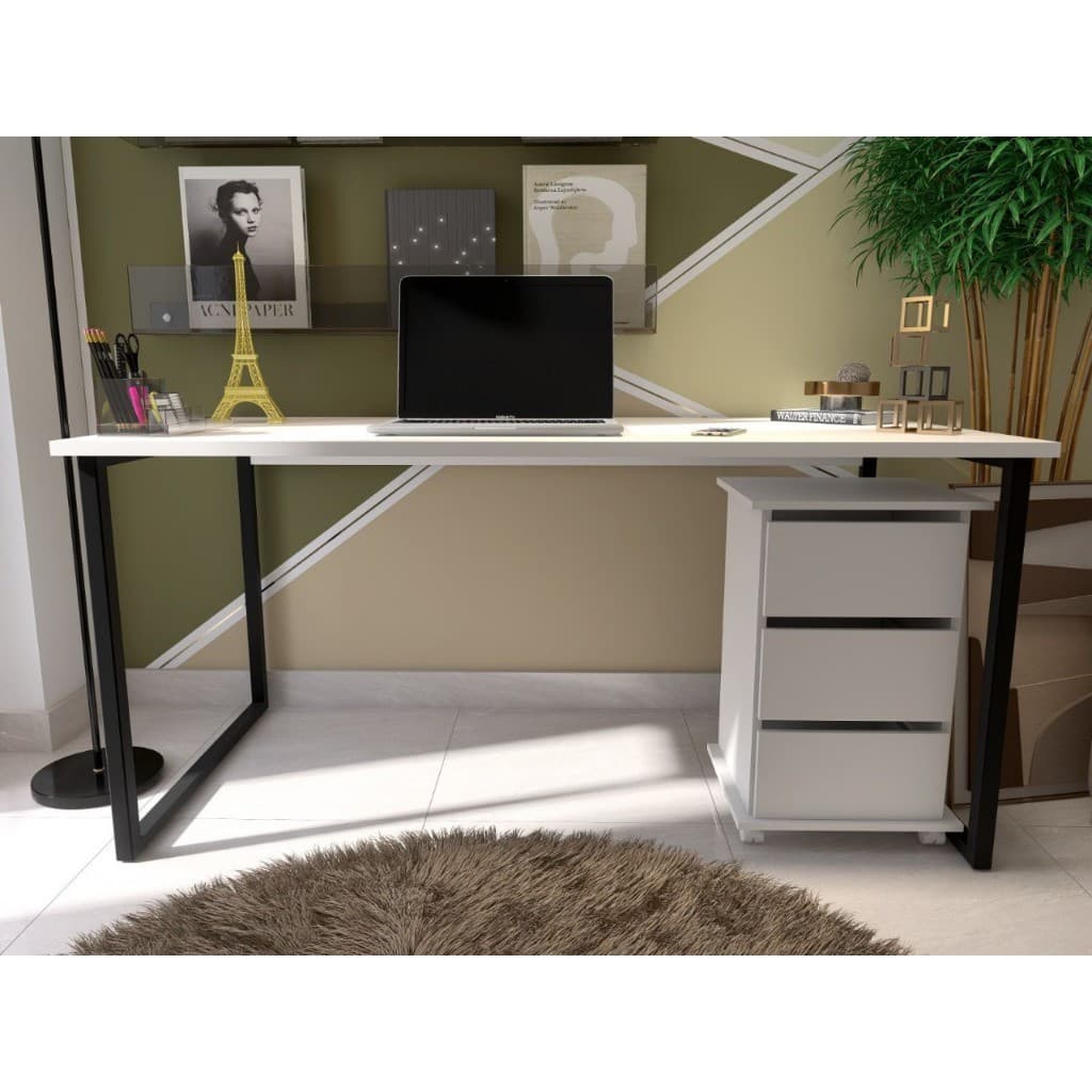 Móvel Prateleira de Chão 3 Gavetas e Mesa Industrial Multiuso