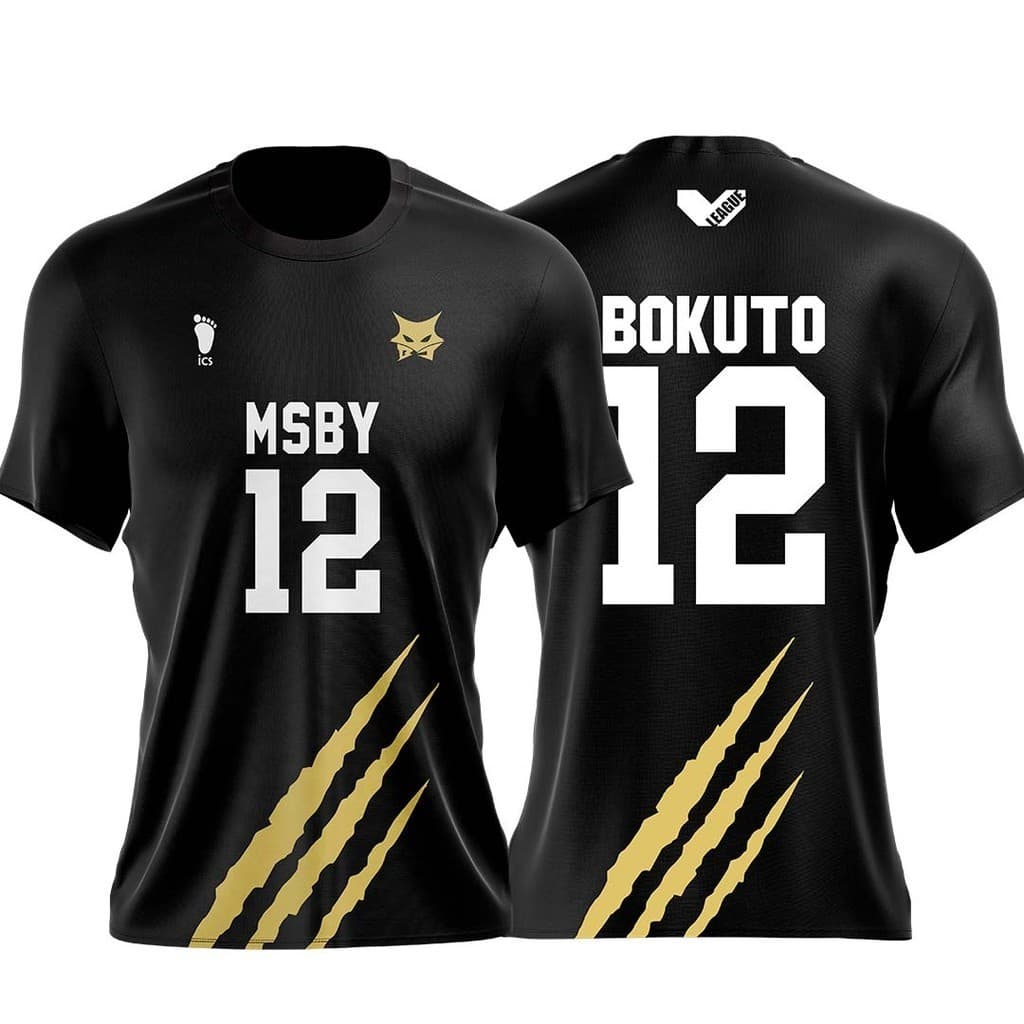 Camiseta Personalizada Haikyuu MSBY Uniforme Black Jackal Anime  (PERSONALIZÁVEL) ESCOLHA SEU NOME E NÚMERO