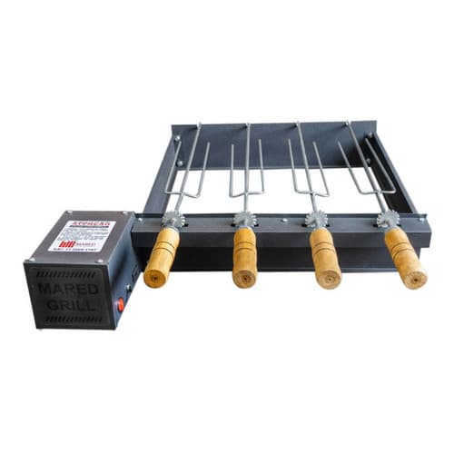 Gira Grill Rebaixada Mared Aço Preto Com 4 Espetos Bivolt