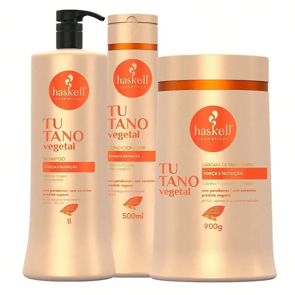 Kit Haskell Tutano Shampoo 1L Condicionador 500ml Máscara 900g (3 produtos)